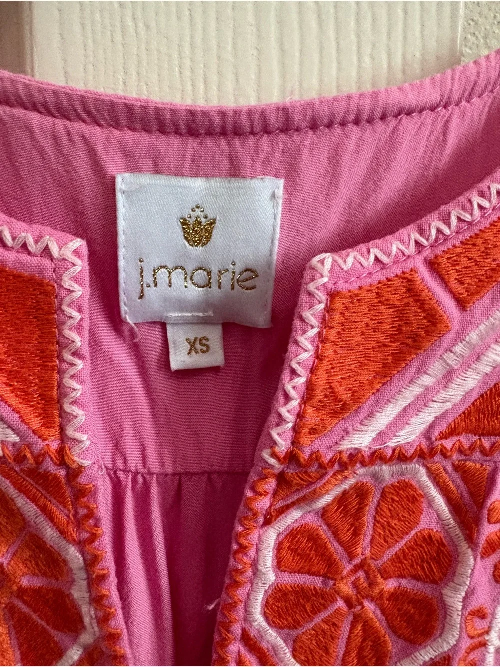 Pink Sleeveless Top with Orange Floral Embroidery - Picture 2 of 4